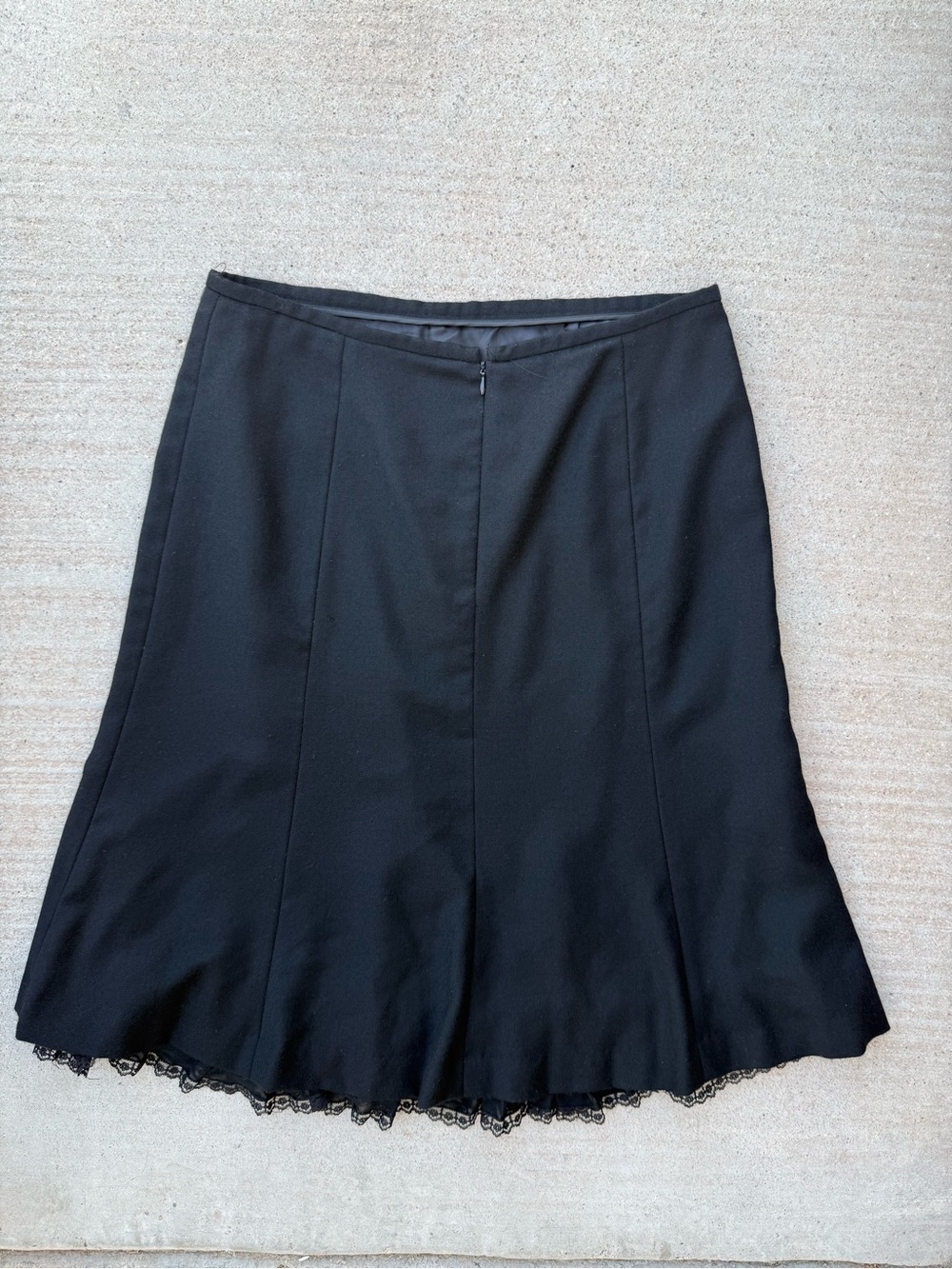 Vintage Classic David N- Black A-Line Skirt with Lace Hem